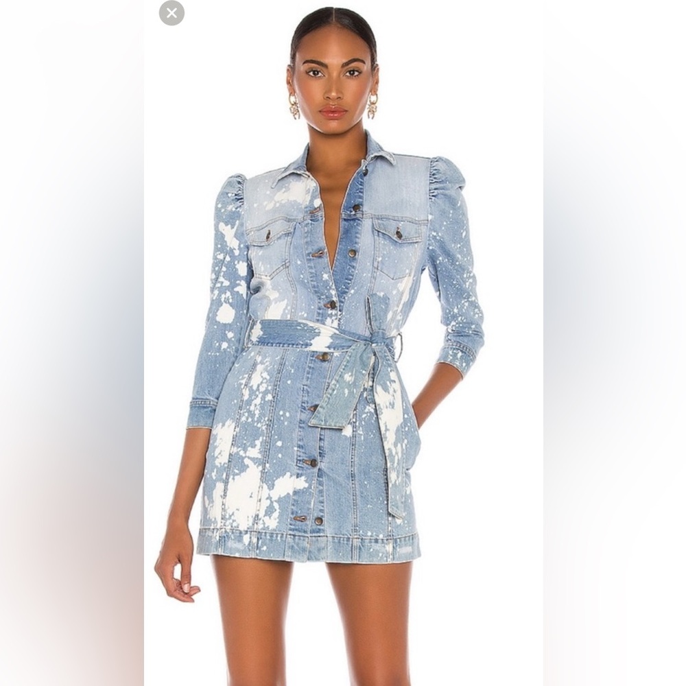 Retrofete Lema Denim Dress Stone Bleach Size Medium EUC